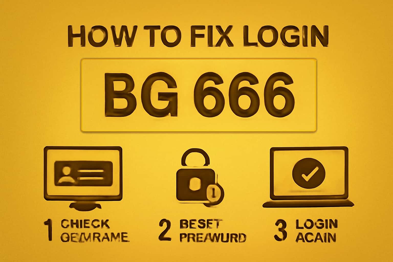 An informational graphic illustrating troubleshooting steps for BG 666 login issues.