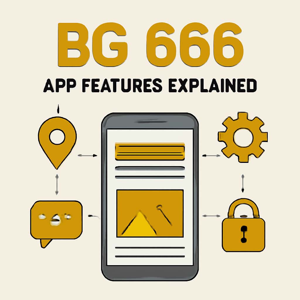 Illustration of BG 666 app features.