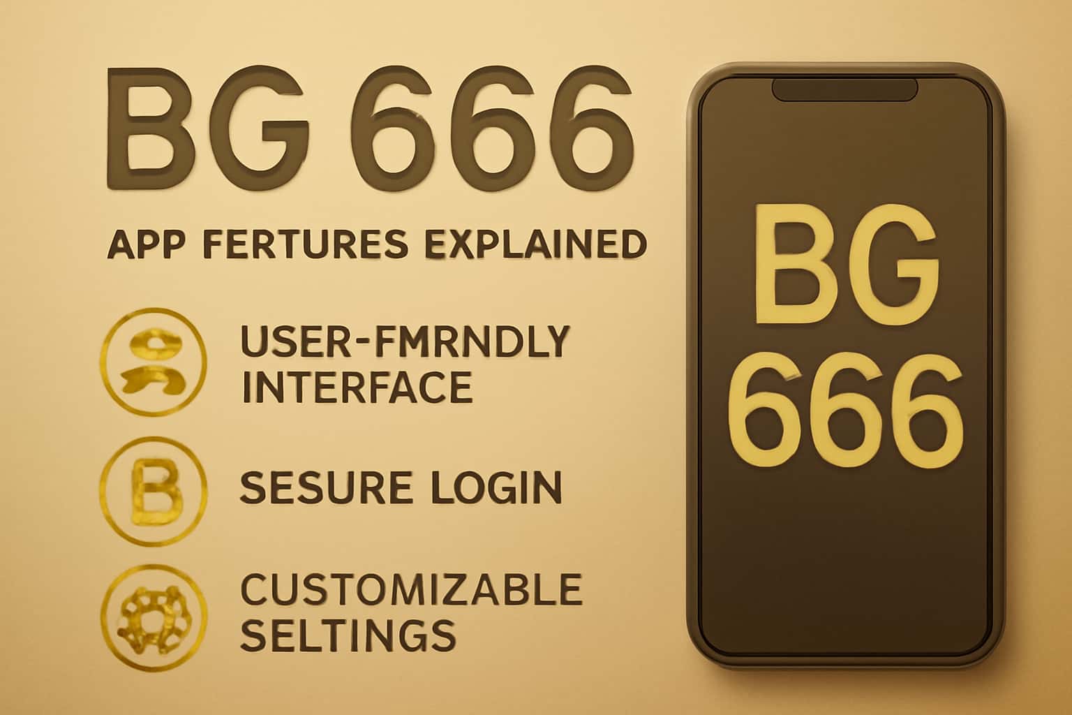 Informational scene illustrating the features of the BG 666 app.