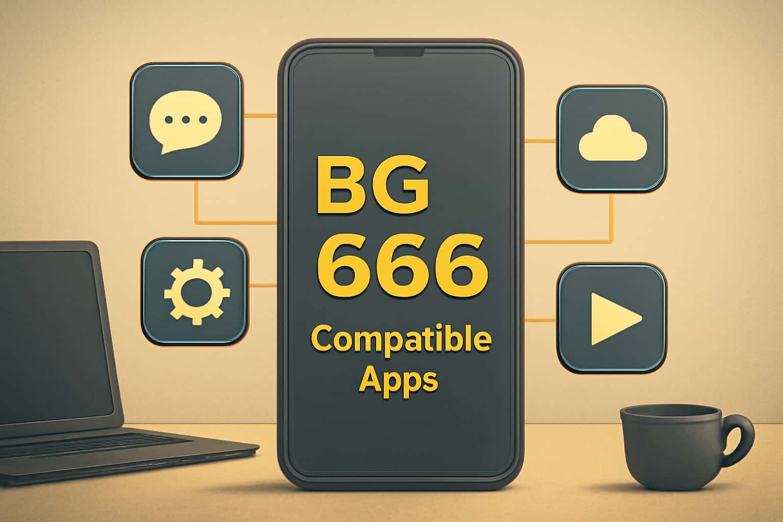 Illustration of BG 666 Compatible Apps with a futuristic design and the text clearly displayed.