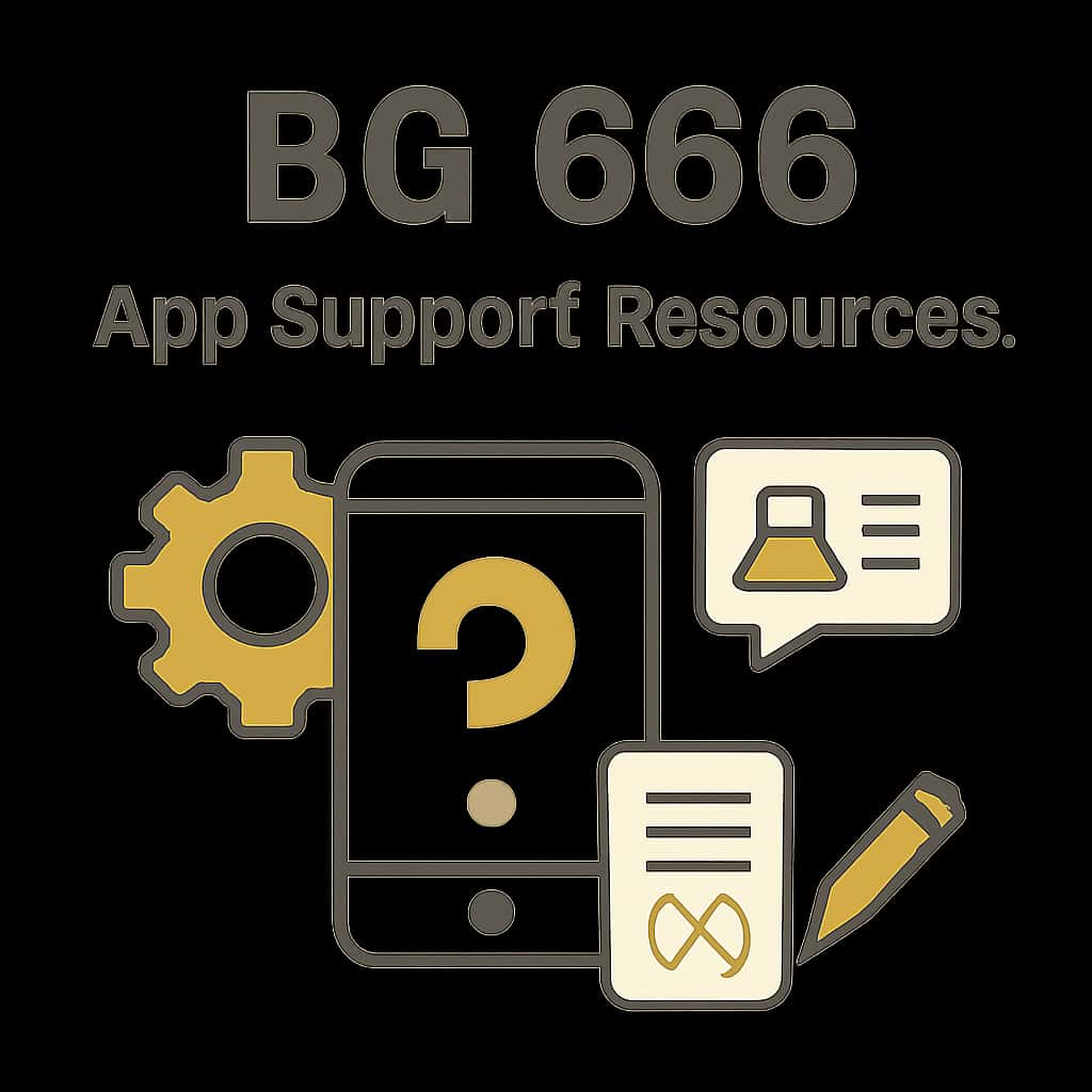 An educational diagram showcasing the key features of BG 666 App Support Resources.